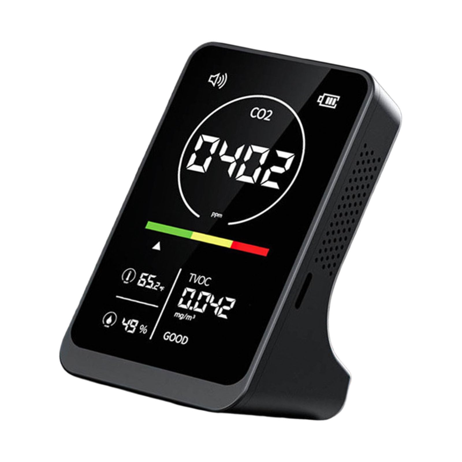 High-Accuracy Indoor Air Detector Measuring CO2 TVOC Temperature Humidity with Smart Alerts and Compact Design High Sensitivity Indoor Environment Tester