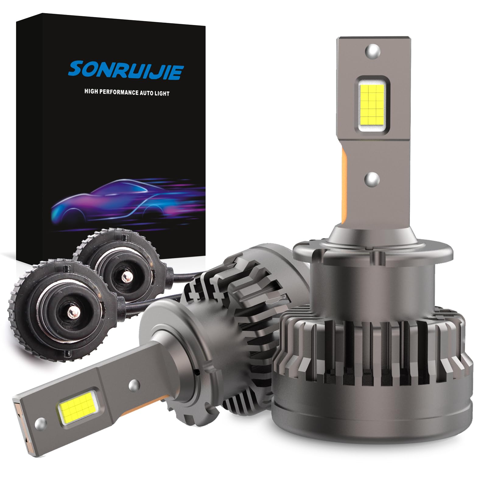 2024 D2S LED Lampadine, 100% Canbus 120W (60W/Lampade) 24000LM 6000K, Sostituisci lampadine allo xeno HID OEM Plug and Play, 2 Pezzi