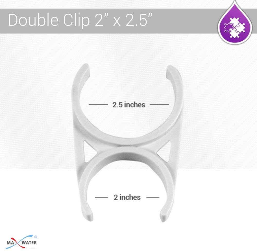 Max water 2.5" and 2" PVC Clamps for Reverse Osmosis & Membrane Housing, PVC Fixing Clips for Water Filter Systems Compatible With Standard Size Water Filters & Housings - 100 Pack