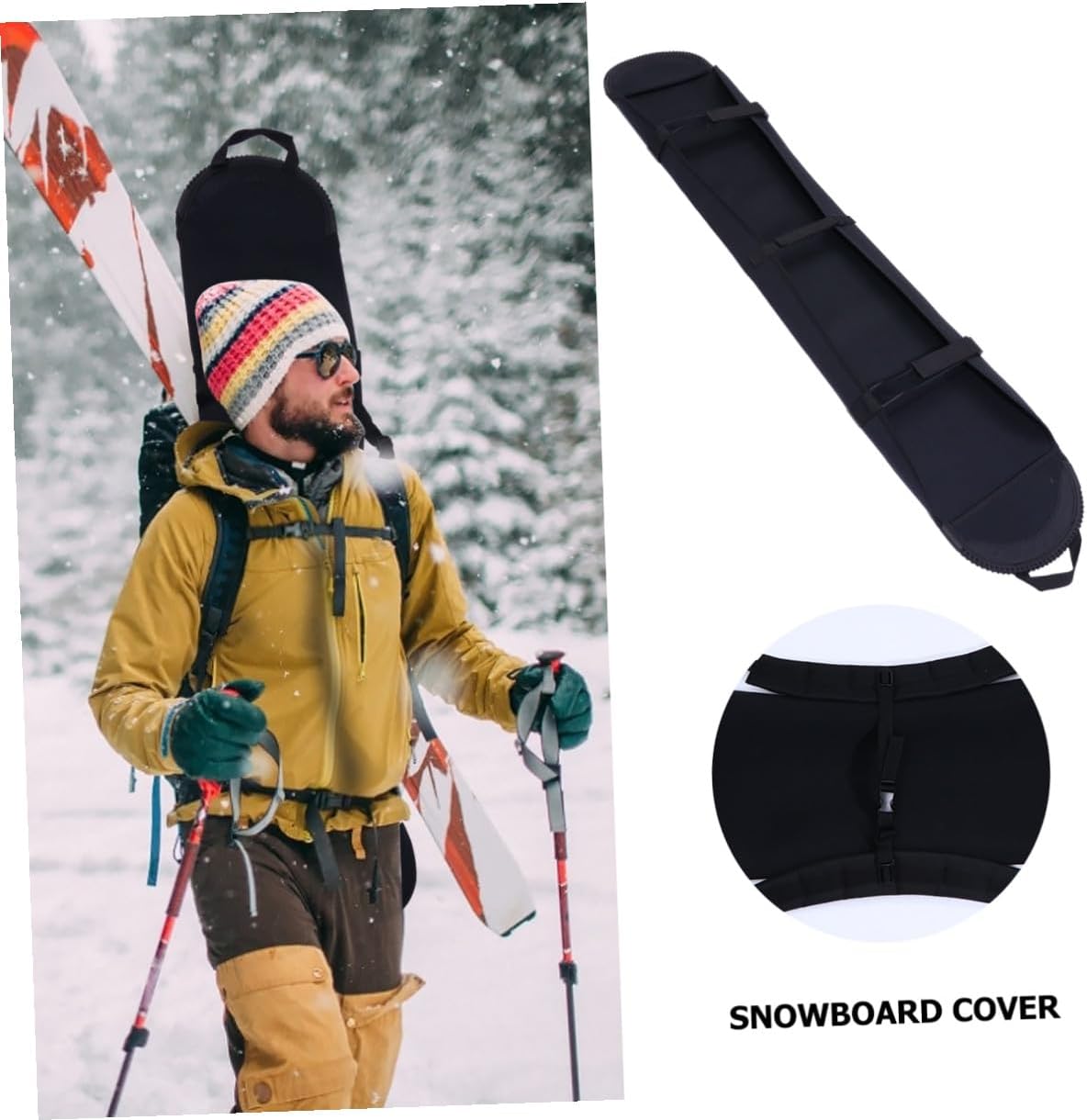 Milisten Snowboard Gear Backpack with Padded Protective Cover, Sturdy Snowboard Storage Bag with Adjustable Shoulder Strap for Travel and Outdoor Winter Sports