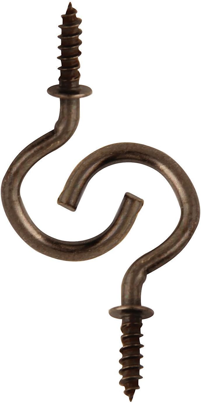 Antique Brass Plated Ceiling Hooks Rubbed Bronze Hooks for Hanging Cup Mug,2 Inch 20-Pack