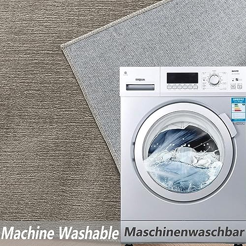 Evitany Washable Carpet With Low Pile Rugs Non-Slip Soft Nursery Rug Cool Rugs for Dining Room Bedroom Conservatory Hallway Runners,Taupe,80x150 cm - Image 5