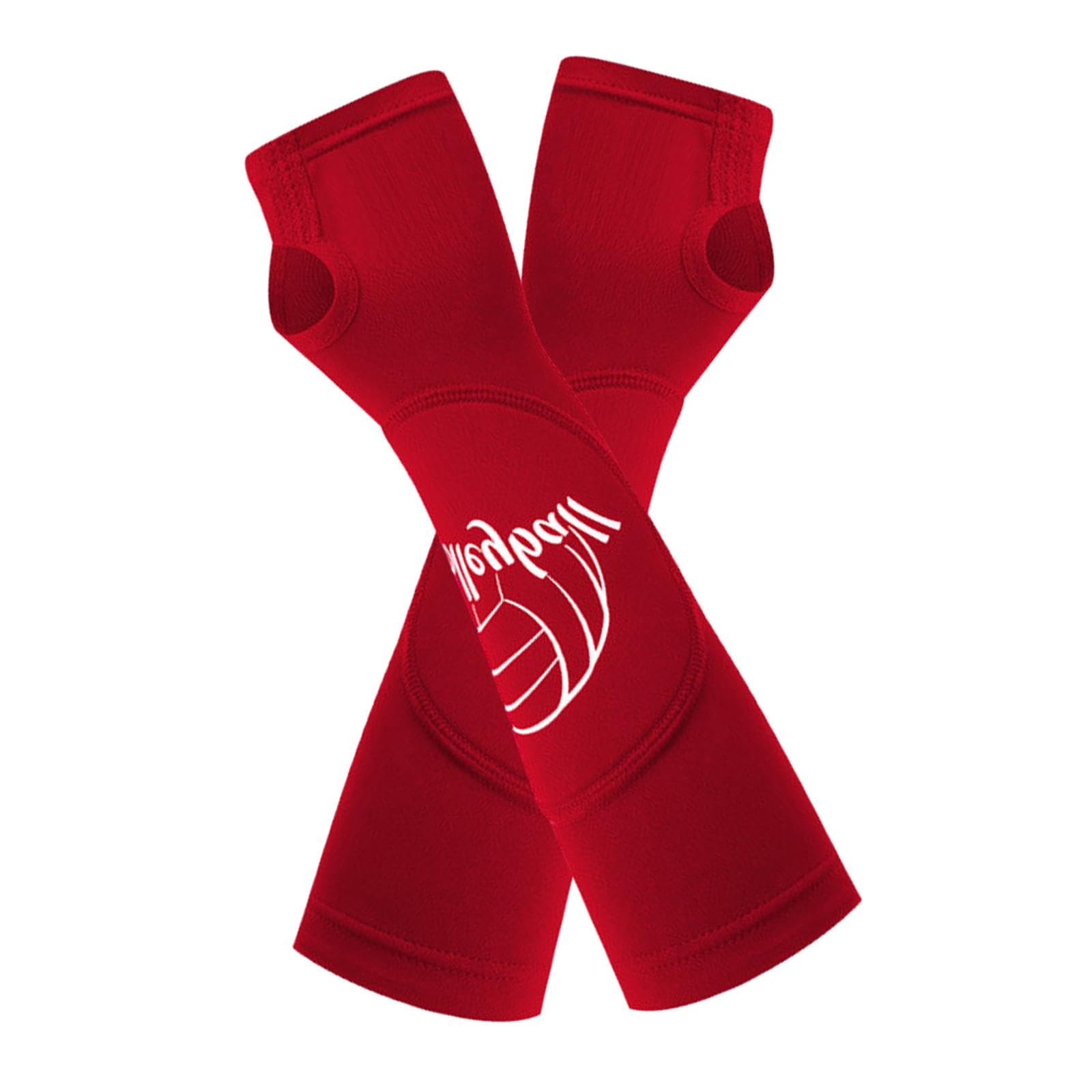 Manicotti per braccio da pallavolo, imbottiti, elastici, imbottiti, per pallavolo, M, colore: rosso