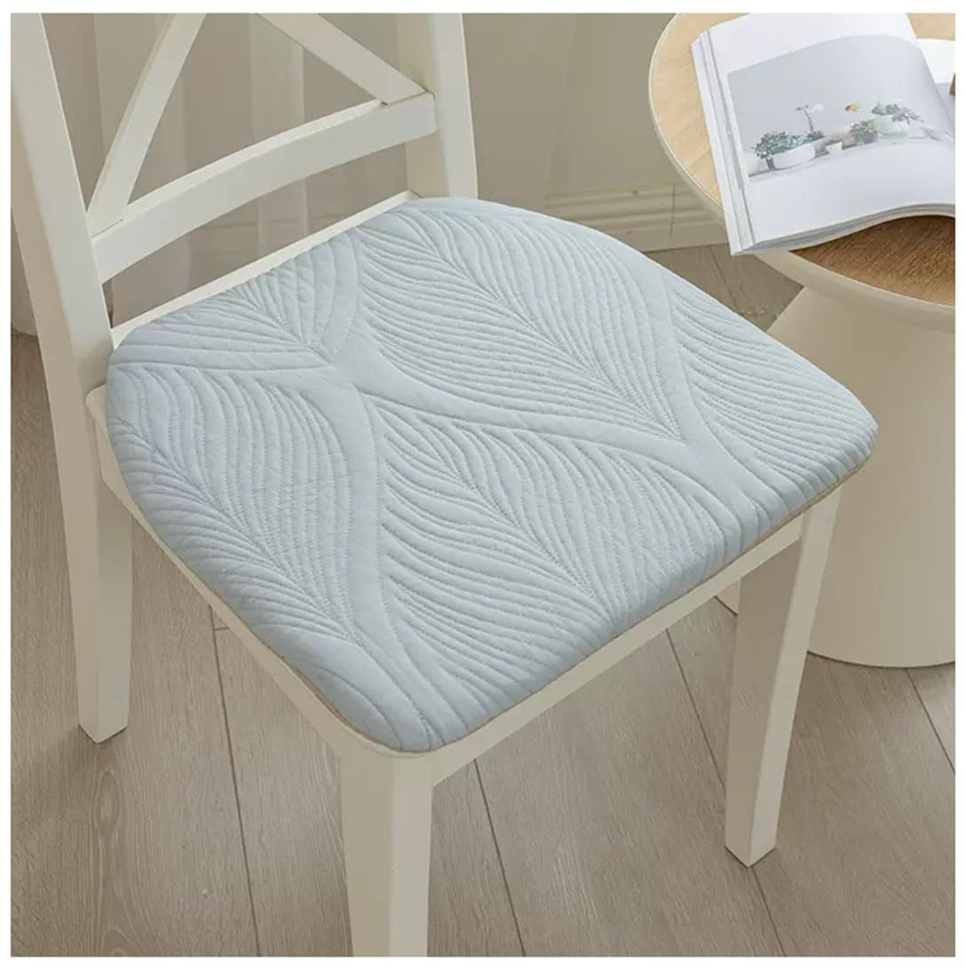 EORNOW Pure Cotton Dining Chair Cushions, Set Of 1/2/4 U-shaped Dining Chair Pads, Dining Room Seat Cushion With Ties With Zipper Cover (Color : Light Blue, Size : 40 * 43cm(Set Of 2))