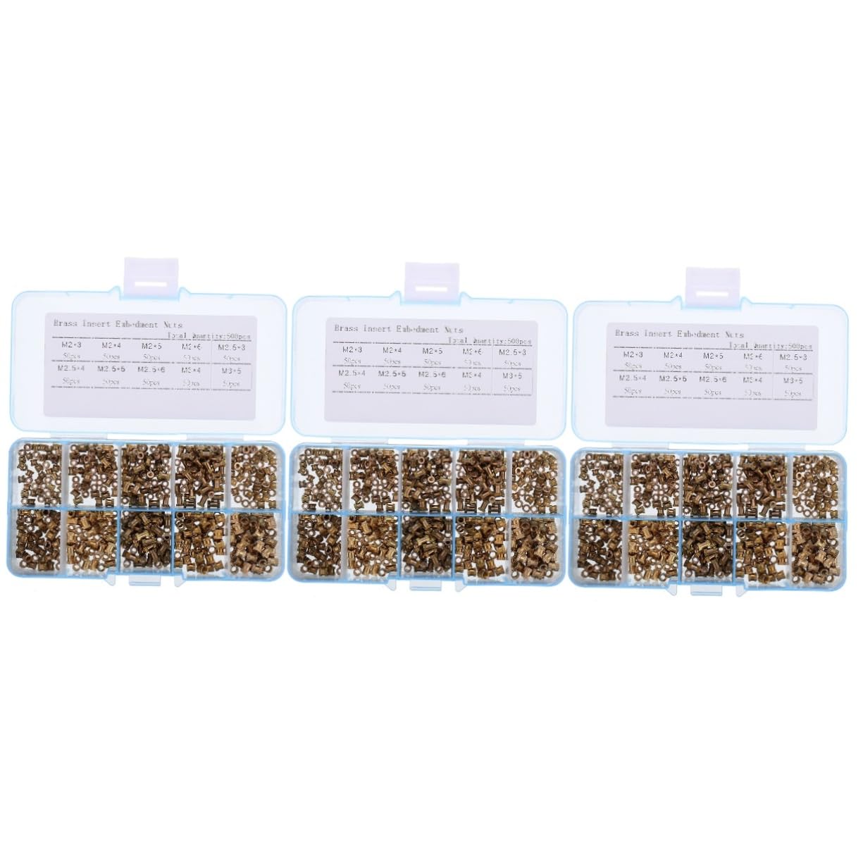 PRETYZOOM 3sets Long-Lasting Brass Inserts Nuts Thread Nut Rivet for Easy Installation 500pcs*3