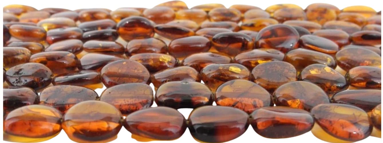Genuine Baltic Amber Beads Strands Oval Nuggets Large Cognac Alluregem 50943