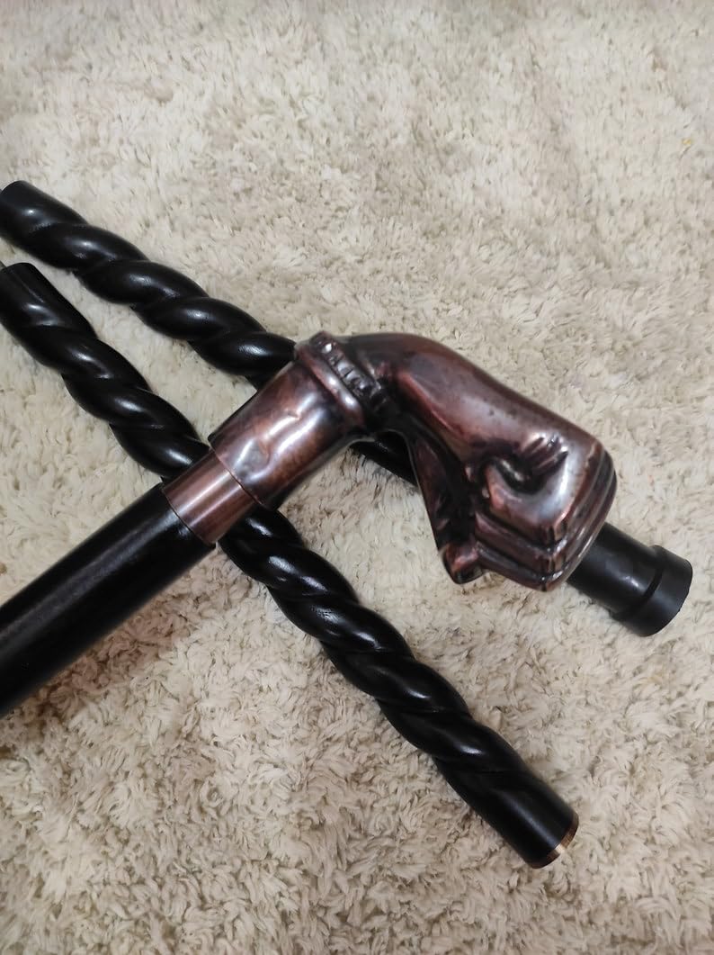 Bastone da passeggio in rame anticato con manico perforato, bastone da passeggio vintage, regalo per padre, bastone per uomini e donne