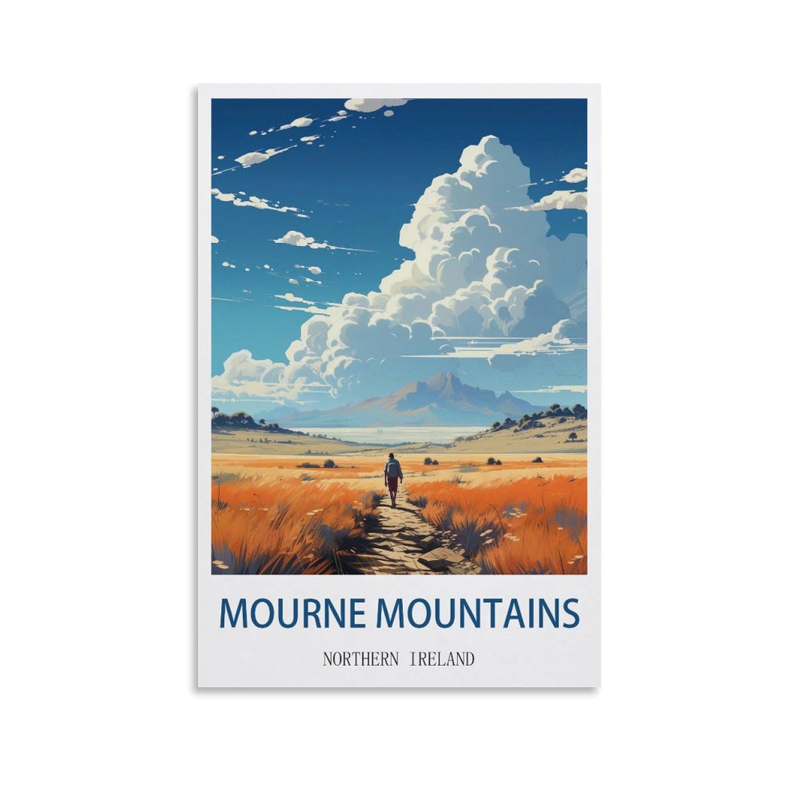 EZMLFA Paint by Numbers for Adults，Mourne Mountains Northern IrelandPosters Climbing Craft Art Painting DIY Kit Rolled Canvas Without Frame 50x60CM