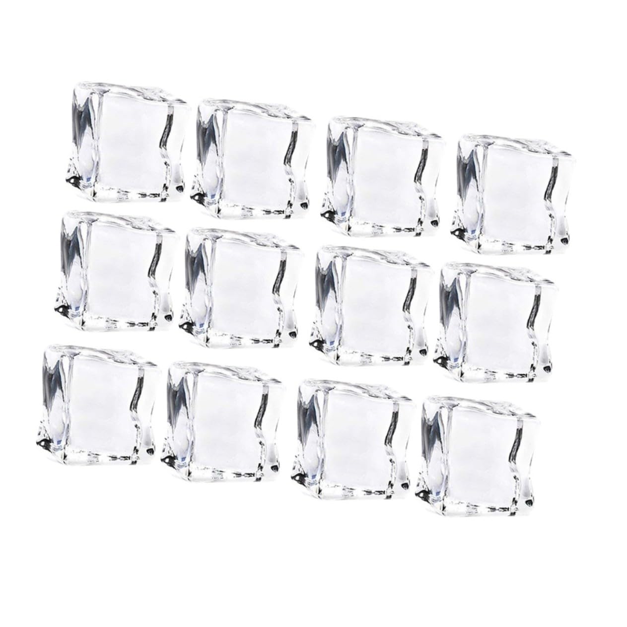 48 Cubitos de Hielo Acrílicos Reutilizables Transparentes Ligeramente Irregulares para Decoración y Accesorios de Fotografía en Eventos y Cenas