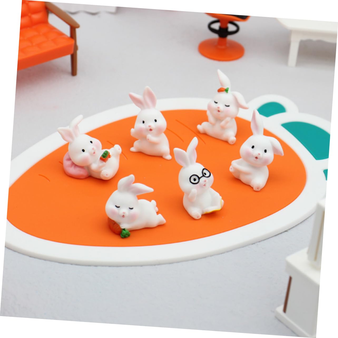Alipis 3 Juegos Adornos de Resina decoración Pascua decoración de Pascua los Adornos de Oficina Estatua de Conejo Feng Shui Decoraciones de Pastel Office Decor pequeño Conejito de Mesa