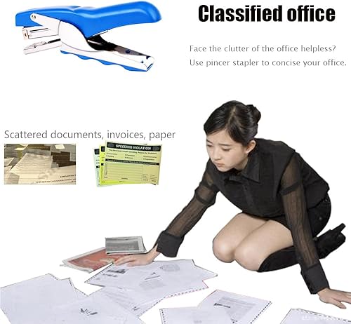 Miniatura 9 de Engrapadora con 1000 grapas y alicates ahorra un 60% de energía, buena para engrapar en casa, escuela o almacén (blanco)