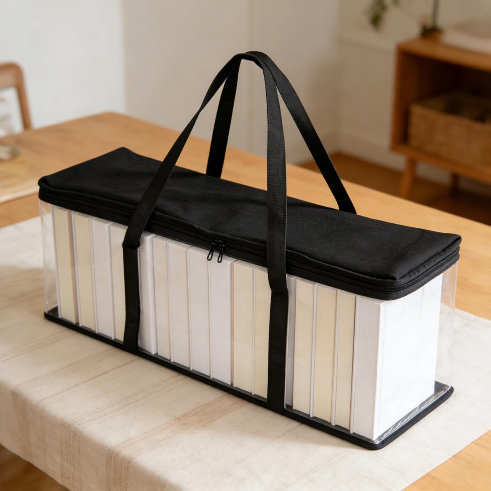 6 sacchetti per CD, ciascuno contiene 40 DVD, organizer per media con finestra trasparente, borse portatili per CD e DVD con manici