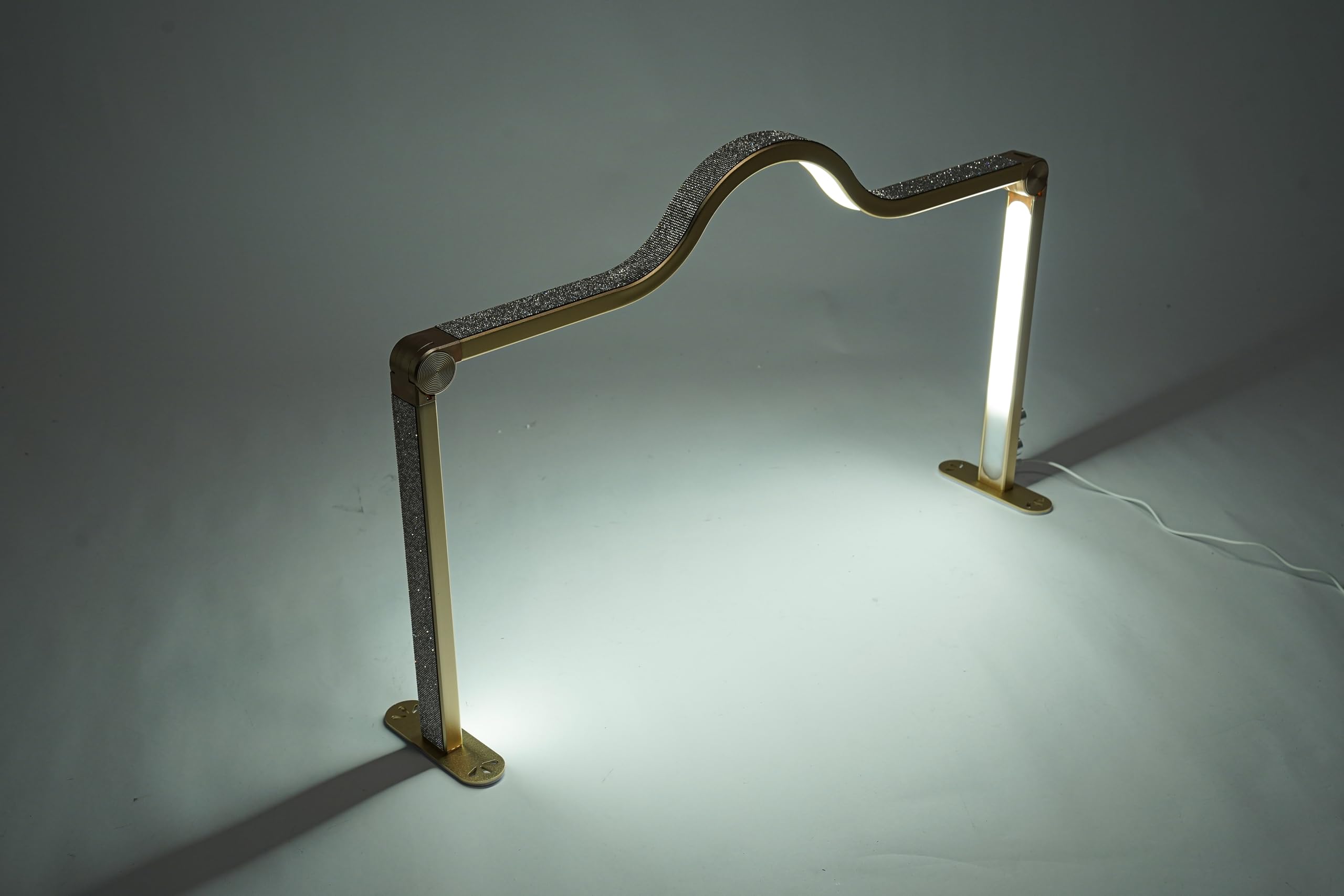 Halbmondlicht für Nägel LED Tischlampe 48W Wimpernlicht Nagel-Schreibtischlampe Maniküre Tisch Lampe Dimmbar 3000K-6000K Faltbare LED Nageltisch Lampe für Schönheit Wimpern (Gold)