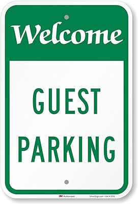 SmartSign 18 x 12 inch “Welcome - Guest Parking†Metal Sign, 63 mil Aluminum, 3M Laminated Engineer Grade Reflective Material, Green and White