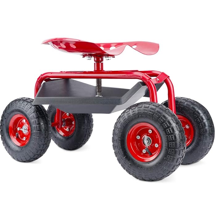 Buy G GOOD GAIN Garden Cart with Seat and Wheels Rolling Garden Stool. 4Wheel Garden Cart
