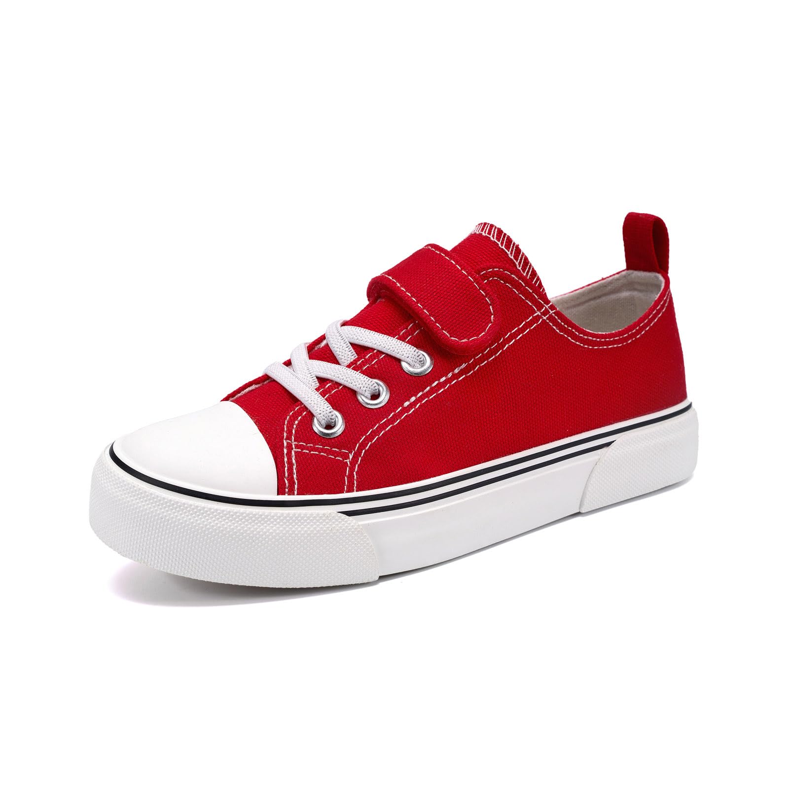 Toddler Boys and Girls Sneakers Low Top Adjustable Strap Canvas Shoes for Kids