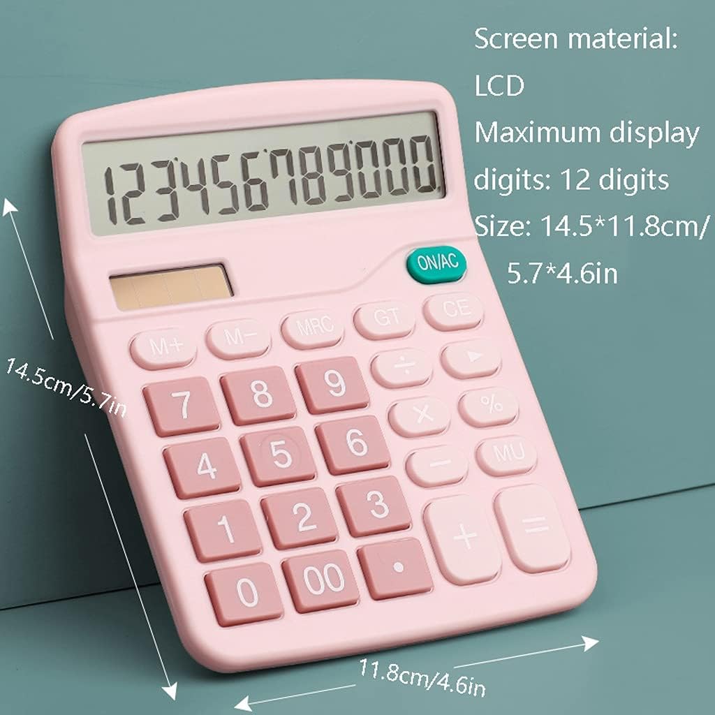 Creative Solar Dual Power Scientific Calculator,12-Digit Large-Screen Mini Portable Silent Calculator, Suitable Accounting Student Gift (Color : Blue, Size : 5.7inchs) (Black 5.7inchs)