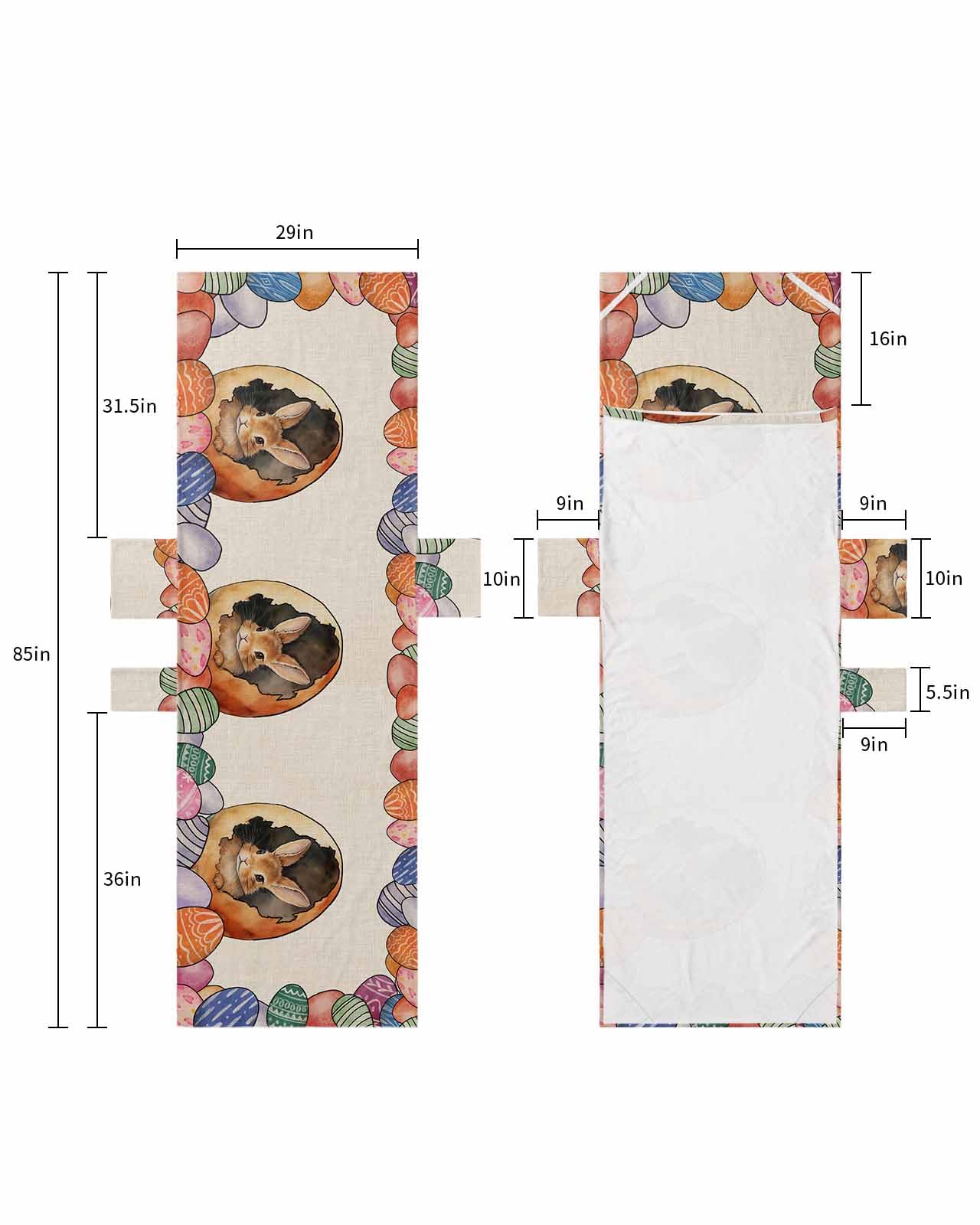 Colorful Eggs Bunny Easter Beach Lounge Chair Towel Cover, Soft Chaise Lounge Towel with Side Pockets Patio Pool Chairs Cover for Beach/Pool Sunbathing 29x85 Watercolor Farmhouse