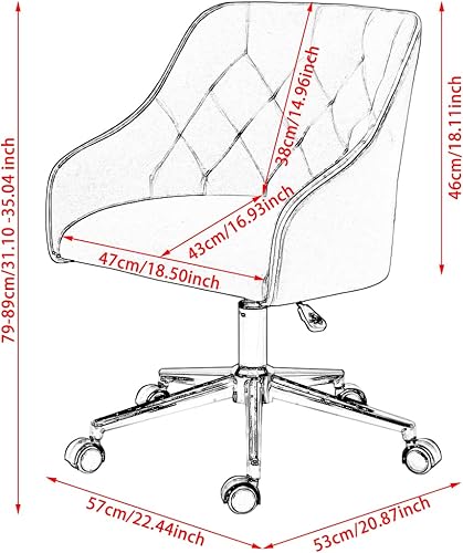 Miniatura 2 de Silla de escritorio giratoria moderna de franela, sillón tapizado moderno capitoné, unisex, ergonómico, asiento de estudio, taburetes de tareas para