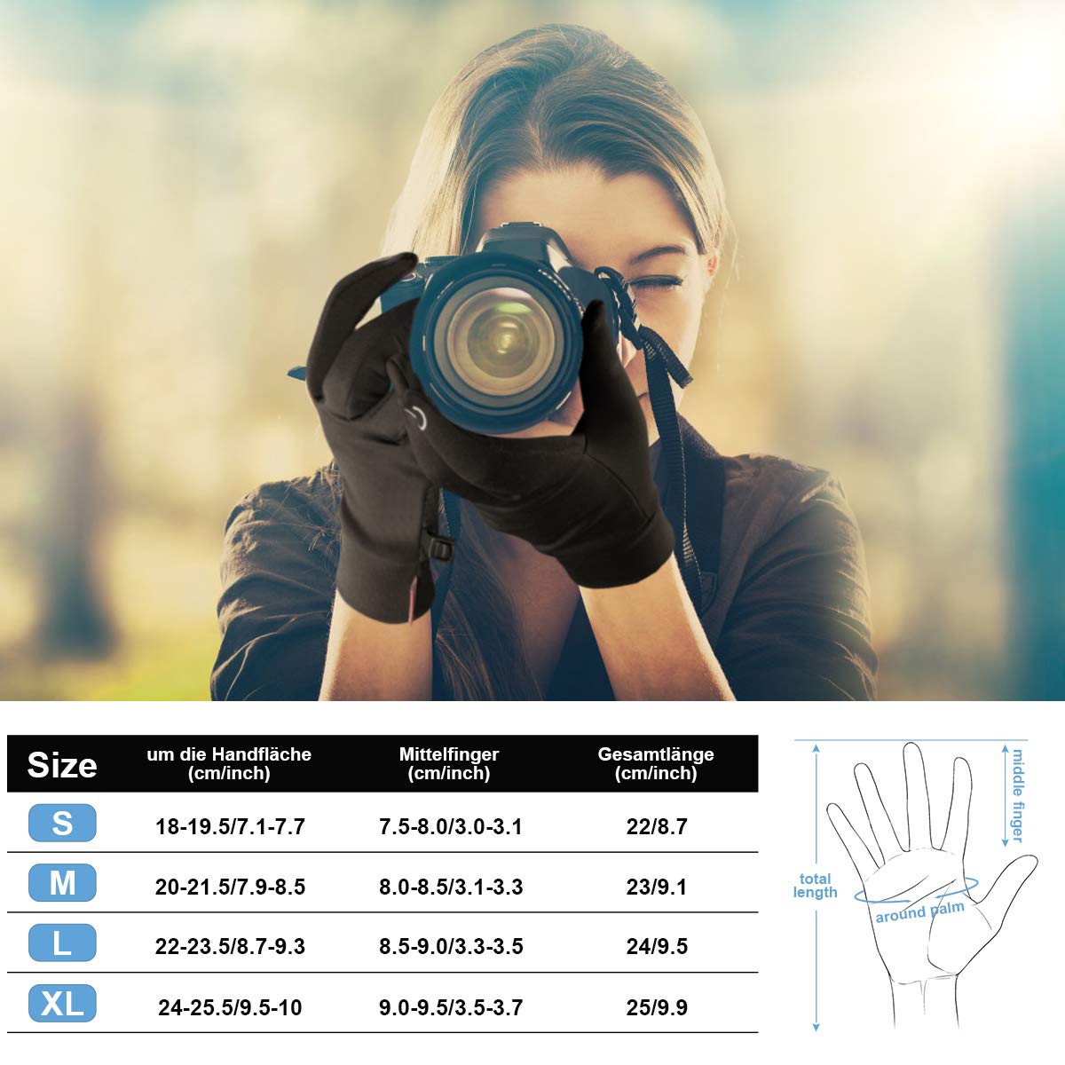 Lapulas Handschuhe Herren Damen Dünn rutschfest Fahrradhandschuhe Touchscreen Laufhandschuhe Warme Winterhandschuhe