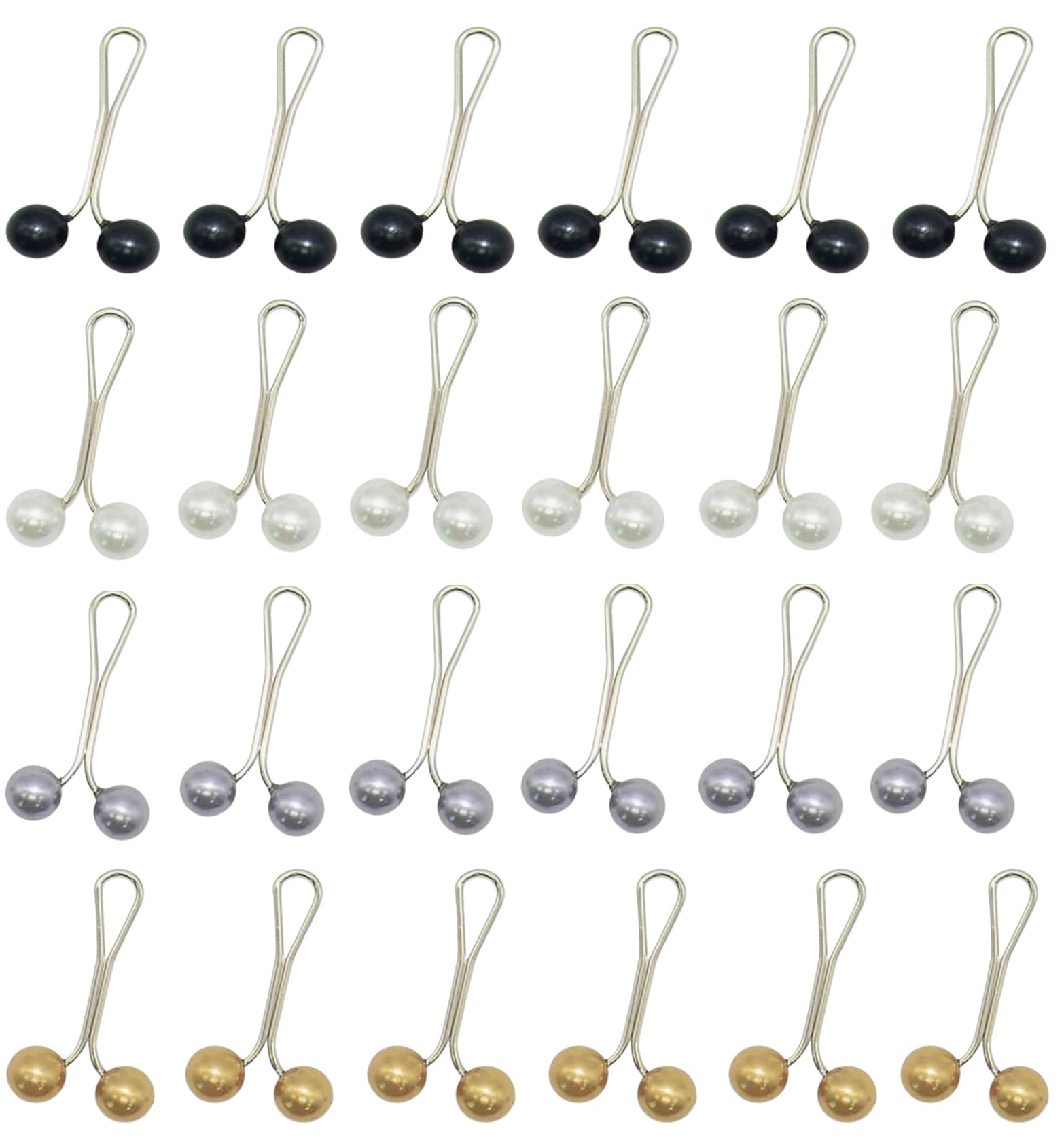 Bobozhong Women's Black/White Muslim Hijab Clips, 24 Pieces Pearl Scarf Clip Pins Imitation Pearl Scarf, Hijab Brooch Clip Pearl Safety Sweater Scarf Clip Brooch Clip