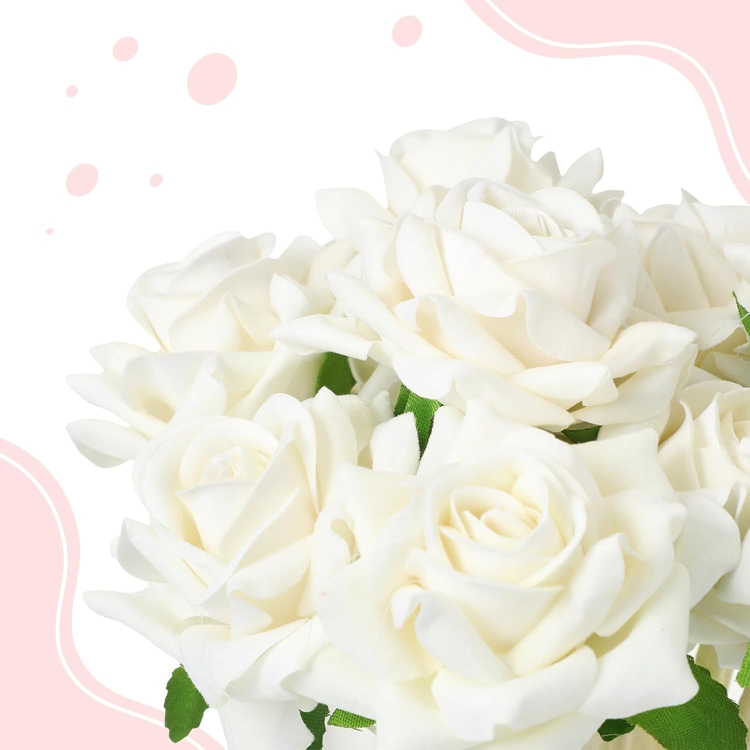 Engrowtic 28 Pcs Gifts for Mother's Day Flower Rose Pens for Mother Grandma Artificial Floral 0.5mm Black Ink Gel Pen for Mothers Day Gifts Wedding Home Office Supplies(White)