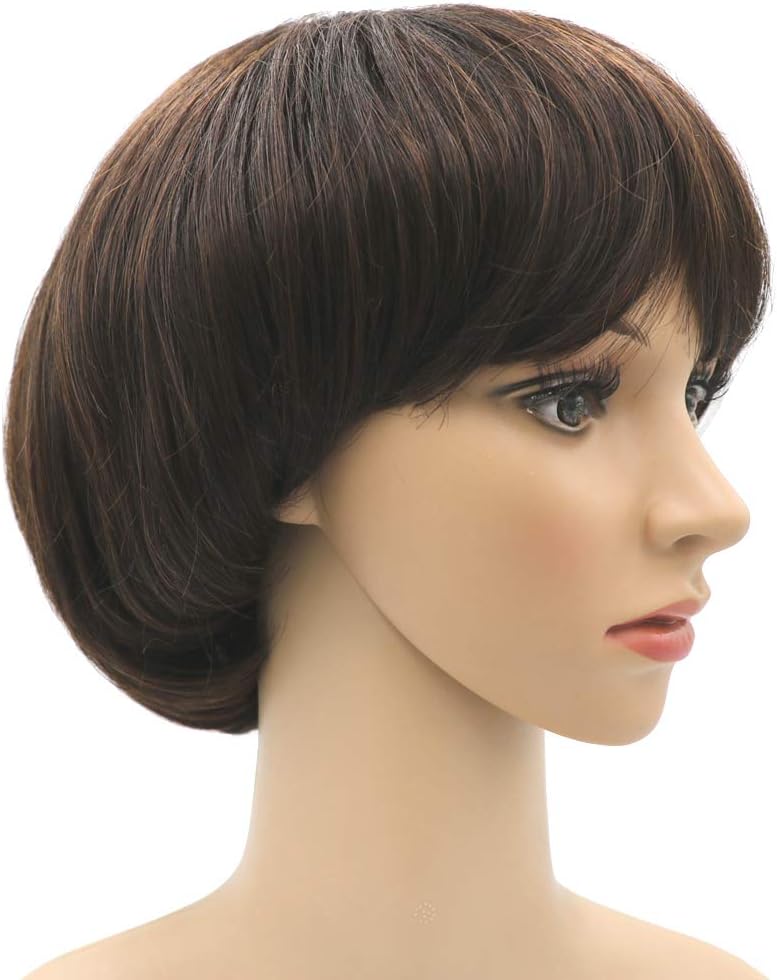 Afro Girls Cosplay Mushroom Wig Short Haircut with Fringe Bob Wig for Black Women