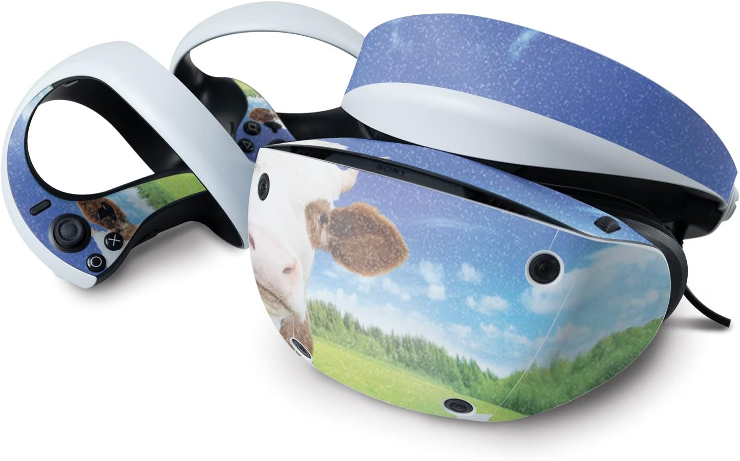 MightySkins Glossy Glitter Skin Compatible with Sony Playstation VR2 - Cow Face | Protective, Durable High-Gloss Glitter Finish | Easy to Apply & Change Styles | Made in The USA