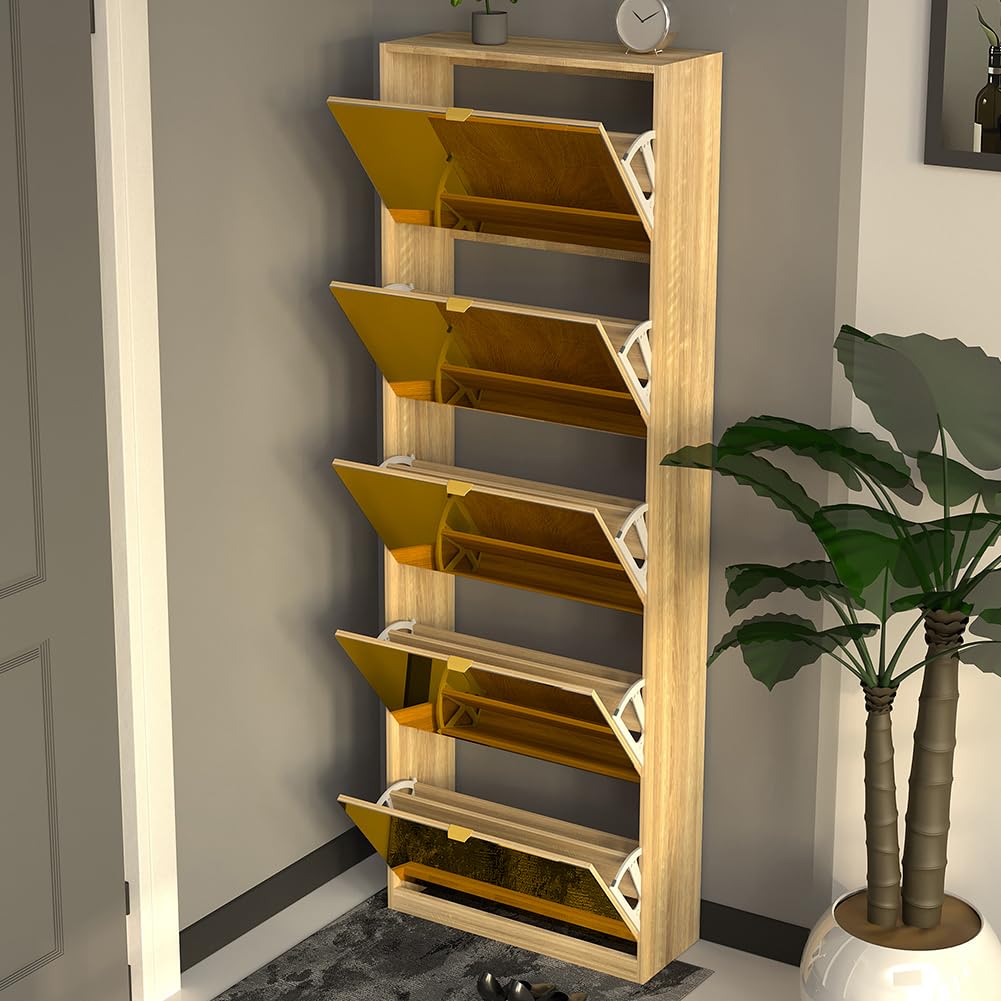BAKAJI Scarpiera con Ante a Specchio Ribaltabili, Porta Scarpe con Ripiani a Ribalta e Maniglie, Struttura Salvaspazio Design Moderno, Ideale per Soggiorno, Ingresso, Salotto, Ufficio