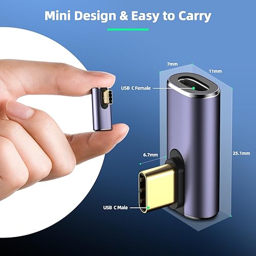 Miniatura 7 de USB C Right Angle Adapter (4 Pack) USBC 90 Degree Adapter with 8K 60Hz Video 40 Gbps Data Transfer PD 100W Compatible for Thunderbolt 3/4, MacBook