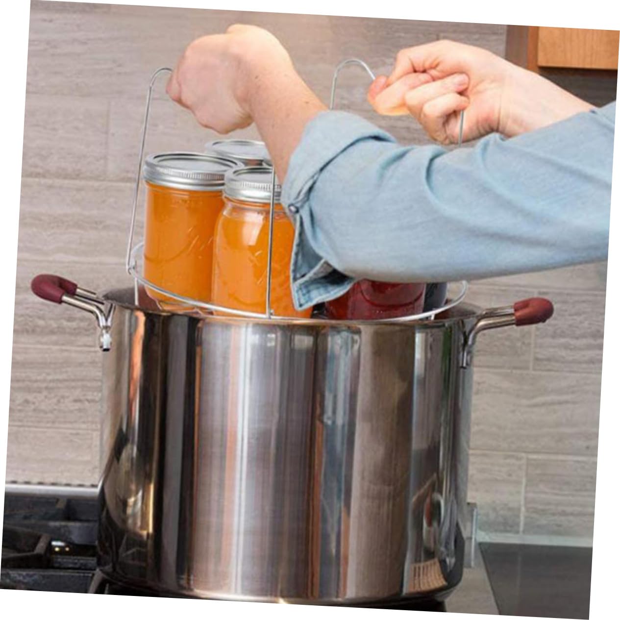 Élévateurs de Conserves Pliables et Réutilisables en Acier Inoxydable 12 Pouces Support Pratique et Cuisson à l'eau Chaude Couleur Aléatoire