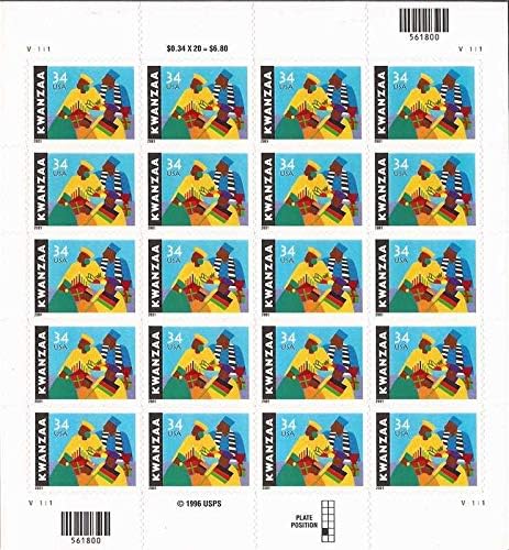 Kwanzaa Celebration Sheet of 20 x 34 Cent Stamps Scott 3548