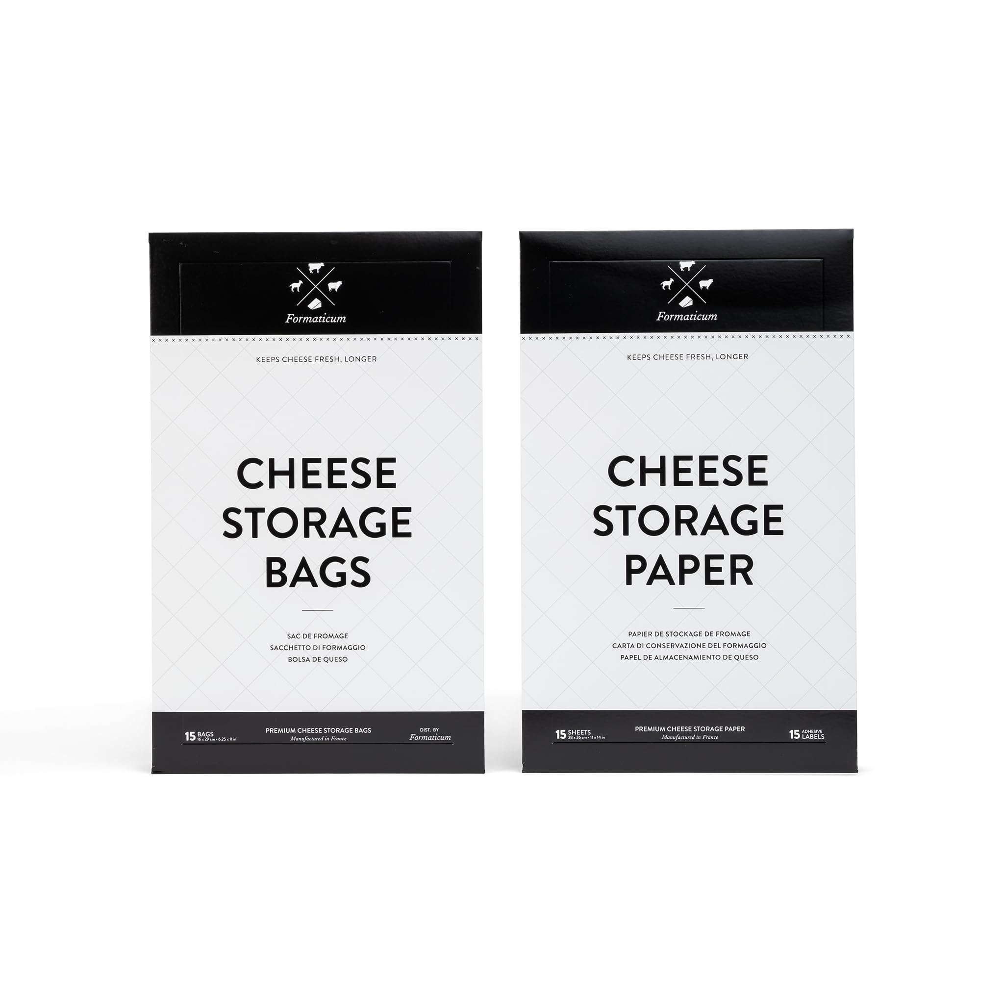 Formaticum Cheese Storage Bags with Storage Paper & Adhesive Labels - Wax Paper Bags & Paper - Cheese Paper for Wrapping Cheese - Porous Brown Paper
