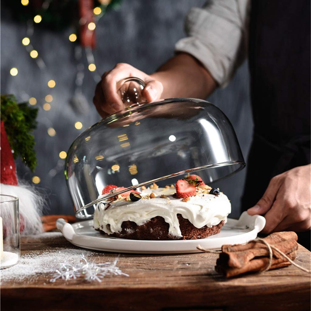 ガラスと大理石のドーム型 ケーキスタンド Amazon｜KJinZ 大理石のテクスチャプレート、食品ドームガラス