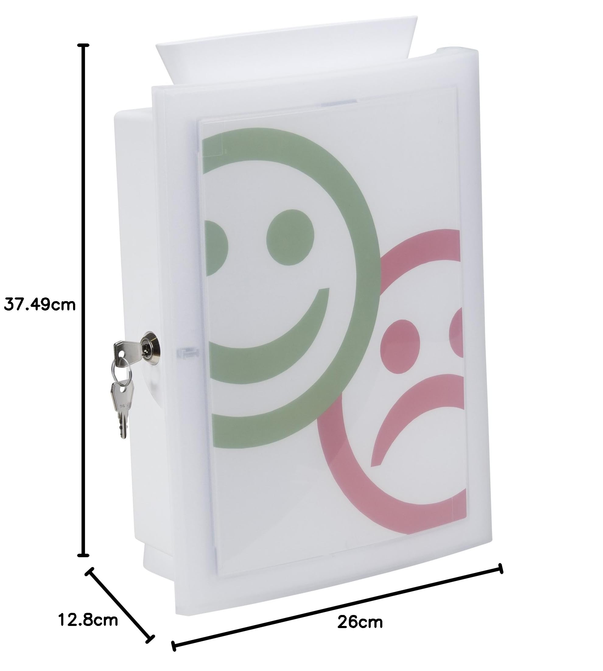 HAN Sammelbox IMAGE'IN mit transparenter abschließbarer Tür und auswechselbarem Motiv, Wahlurne, Spendenbox, Losbox, Aktionsbox - zur Wandmontage oder freistehend mit Standfüßen, 4102-12, weiß