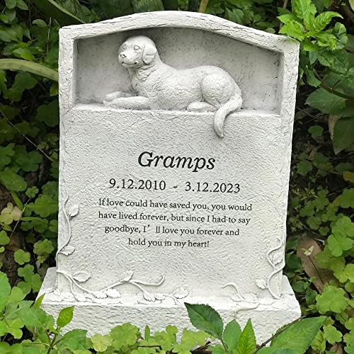 Upright Pet Headstone, Personalized Dog Memorial Stone, Dog Statue Figurine, Resin Dog Garden Stone, Upright Pet Gravestone for Outdoors