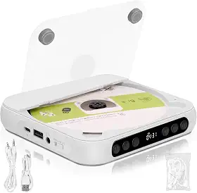 135 x 135 x 25 mm, 2000mAh, Mini CD Player Portatil, Toca CD Portatil, Alto-Falantes Duplos Integrados, Compatível com Fones de Ouvido Toca CD, Pode Ser Levado com Você