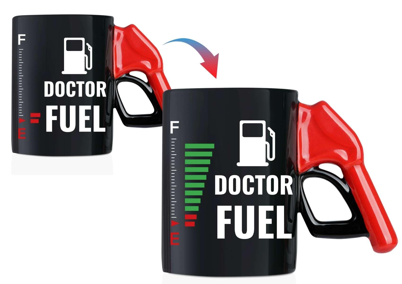 Onebttl Doctor Gifts, Doctor Fuel Heat Sensitive Magic Coffee Mug with Fueling Nozzle Handle, 13.5oz/400ml Funny Ceramic Mug for Doctor, Med School Student on Birthday & Christmas