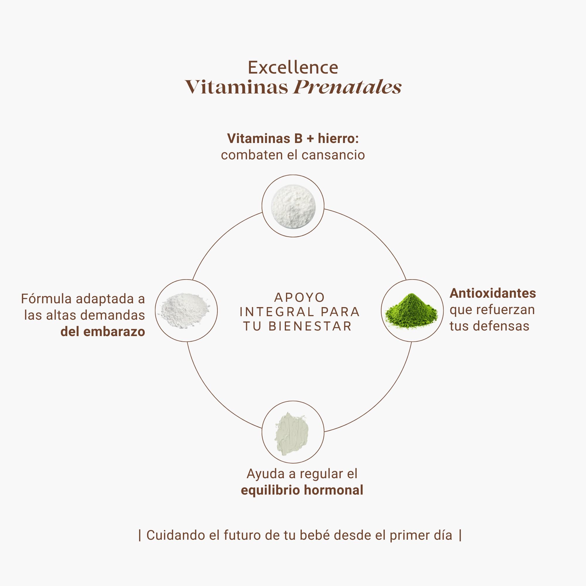 Excellence Vitaminas Prenatales – Suplemento Mujer para Embarazo, Lactancia y Preconcepción – 19 Nutrientes Esenciales con Folato Activo y Colina – 60 Cápsulas