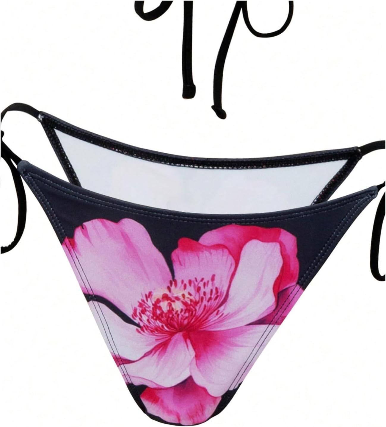 WDIRARA Women's 3 Pieces Floral Bikini Set Halter Triangle String Swimsuit with Cover Up Skirt