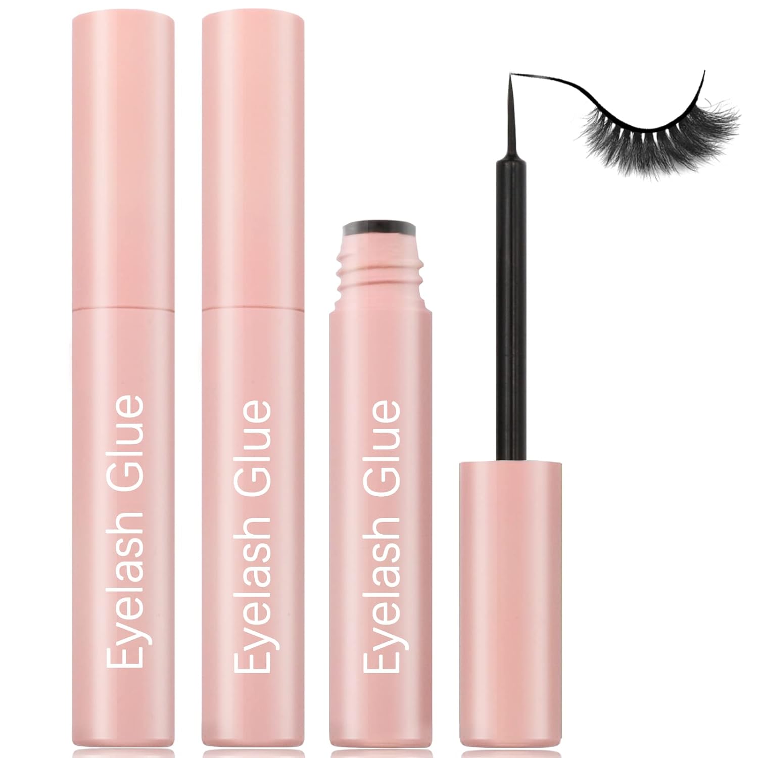 Black Eyelash Glue Super Strong Hold Eyelash Adhesive Waterproof Eyelash Glue Sensitive Eyes Lash Glue for False Lashes(Pink 3pcs) : Beauty & Personal Care