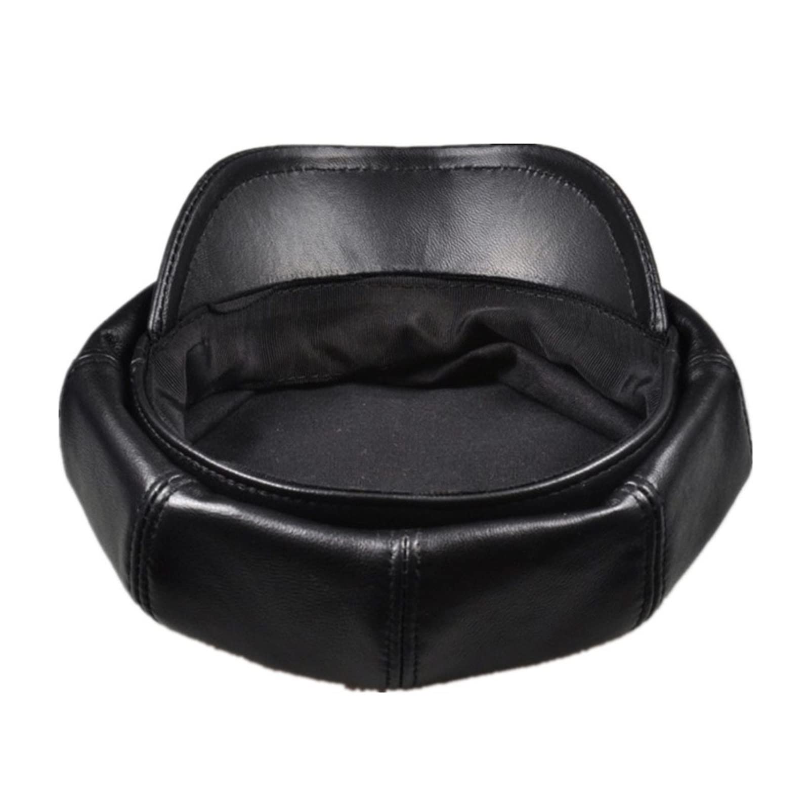 Prawdziwej Skóry Mężczyźni Kobiety Newsboy Cap Męskie Beret Vintage Hig-H Qua-Lity Męska Kobieta Czarna Ośmiawista Czapka