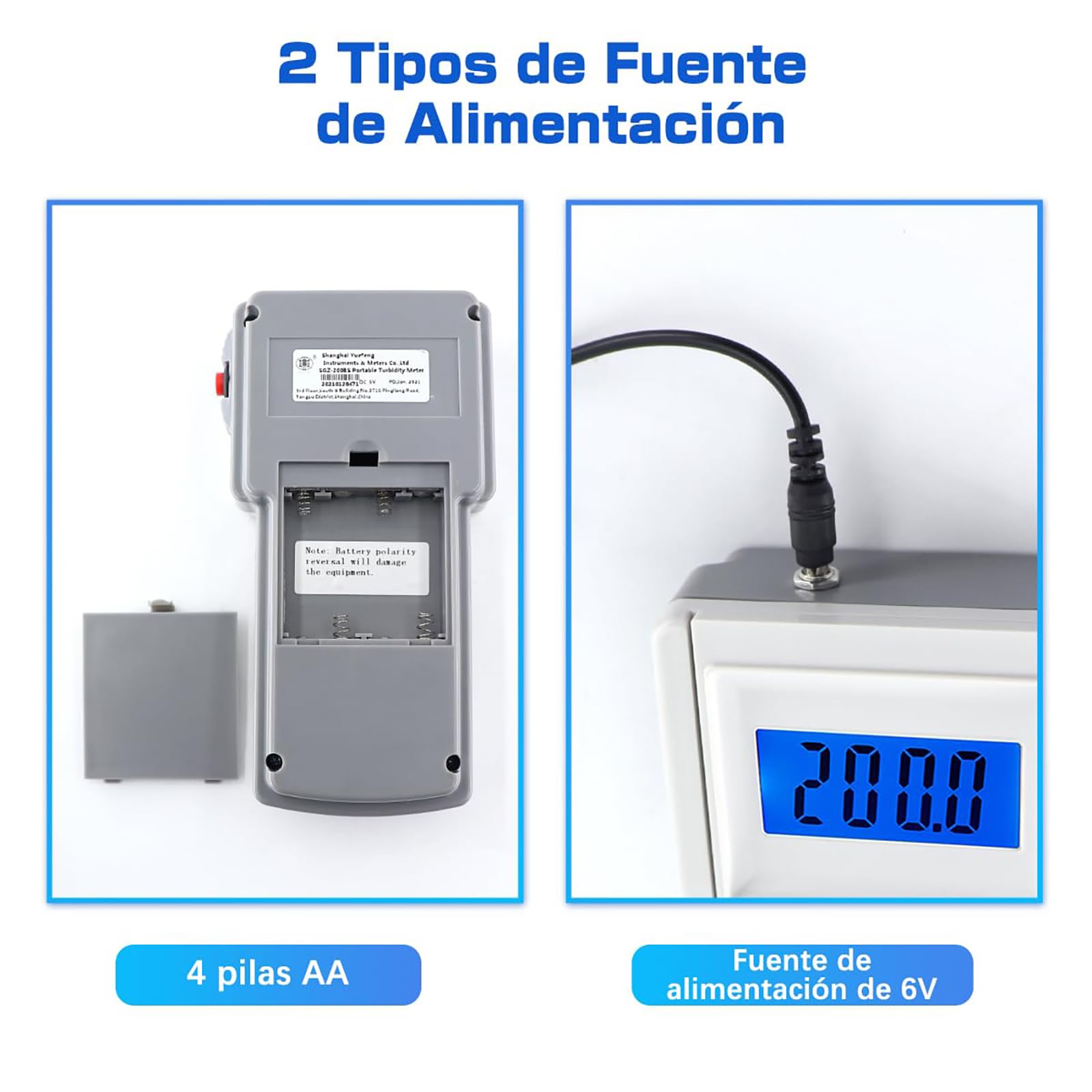 Turbidímetro Portátil, Turbidímetro Digital de Mano de Alta Precisión, Rango de Medición de 0-200 NTU, para la Determinación de la Turbidez en Plantas Industriales de Energía Hidráulica