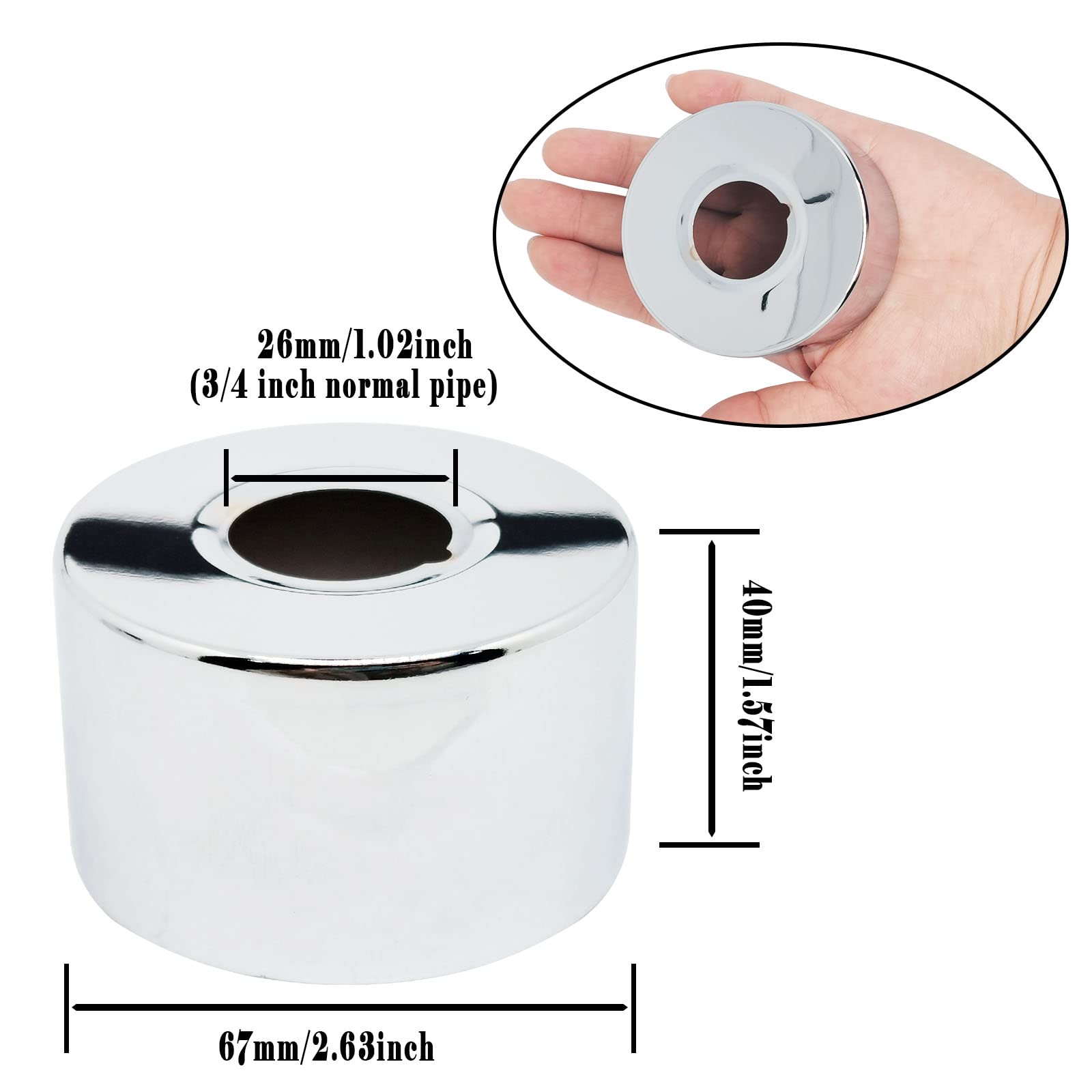 40 mm wysokiej stali nierdzewnej okrągły kran płaszczyzny dekoracyjna osłona, adapter kątowy kranu, rozeta pokrywa rury kołnierza nadaje się do rury 3/4 cala (2 szt.)