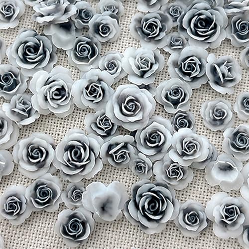 Rdxanc 50 adornos de rosas para hacer joyas, decoración artística, dijes de resina con diamantes de imitación