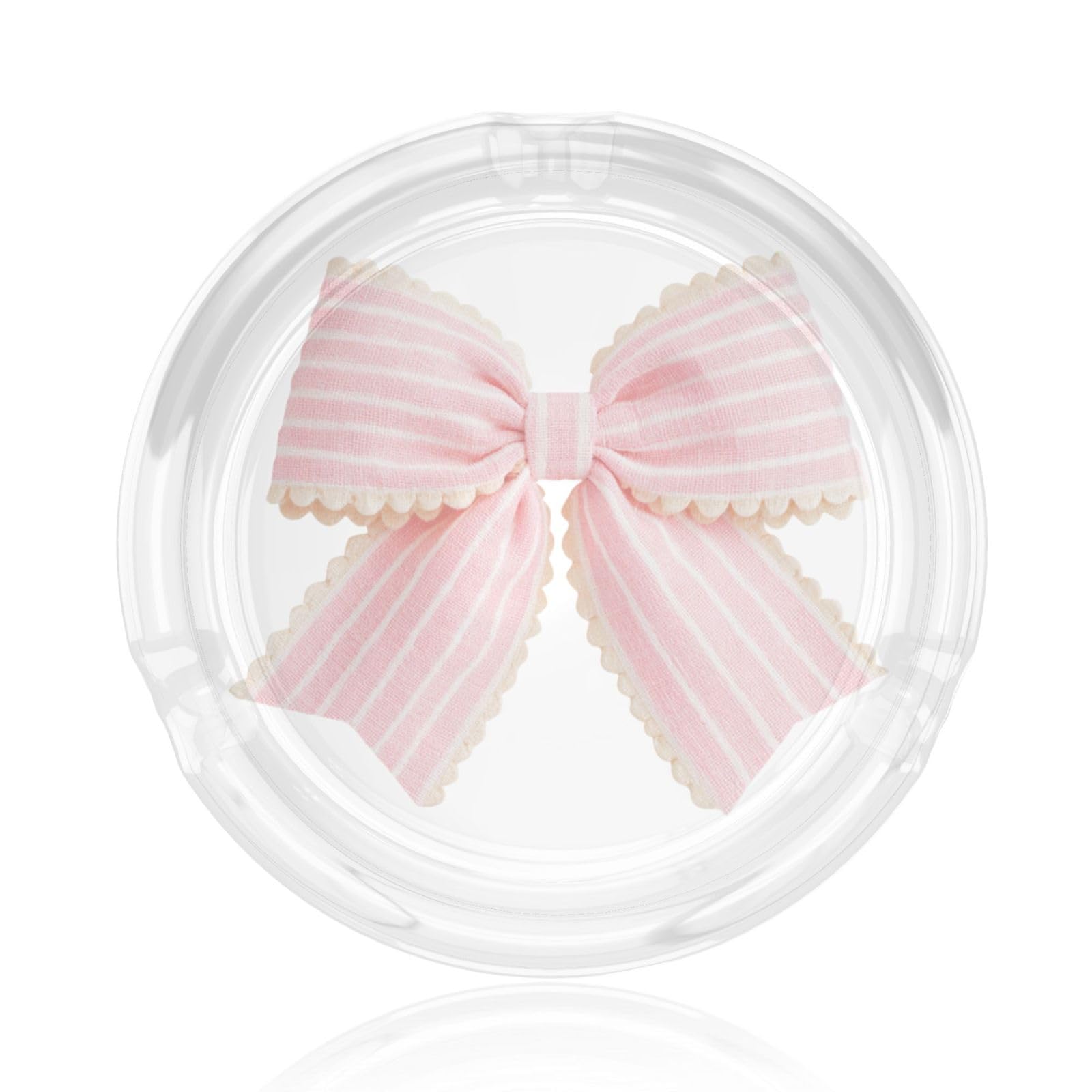 Watercolor Pastel Pink Grosgrain Scallop Bow Glass Ashtray For Cigarettes Ash Trays Case For Home Office Decor