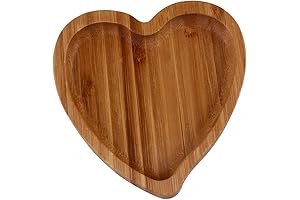 Holibanna Love Heart Bamboo Trays Serving, Decorative Wooden Tray for Dinner, Platter...