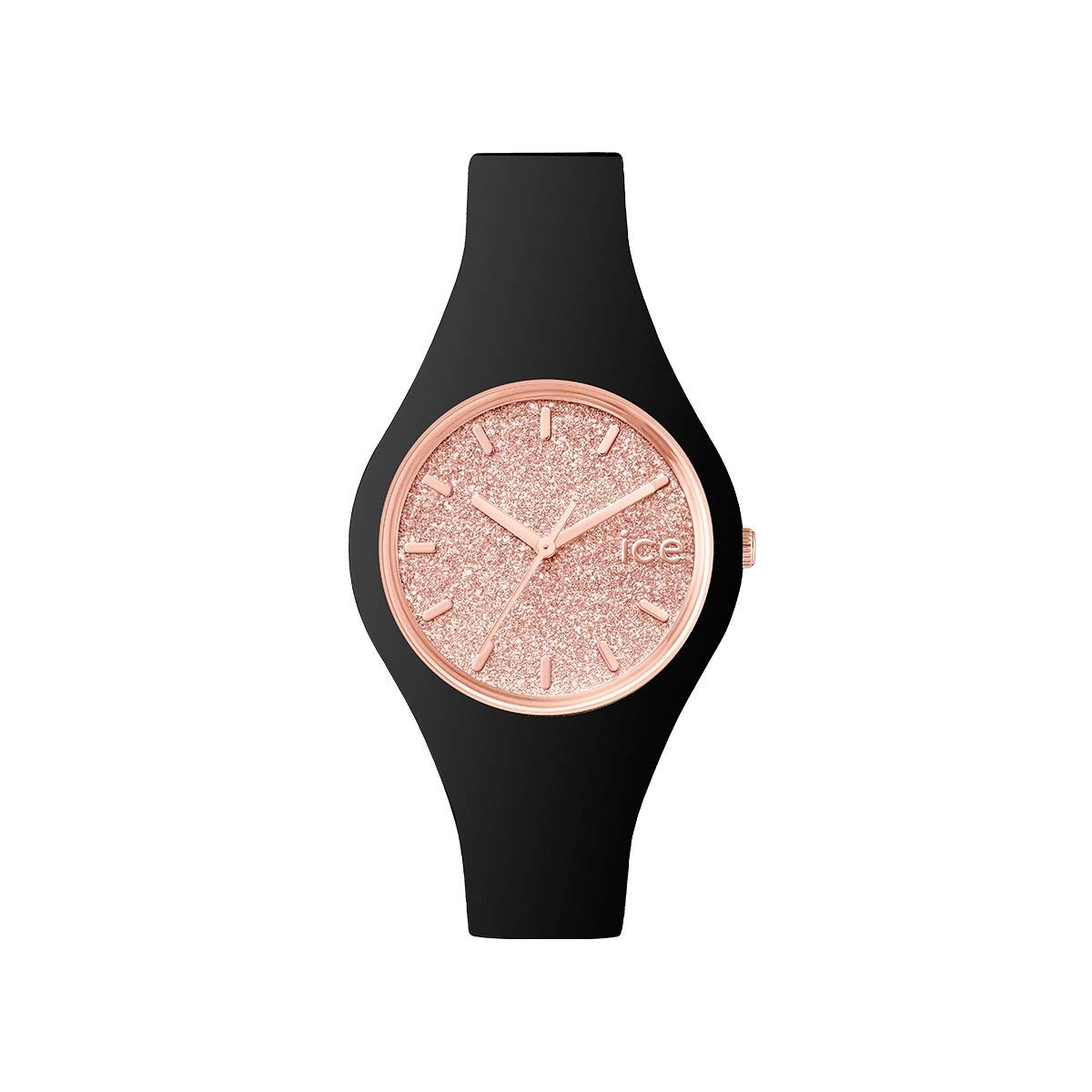Ice Watchice Glitter Black Rose Gold Womens Wristwatch With