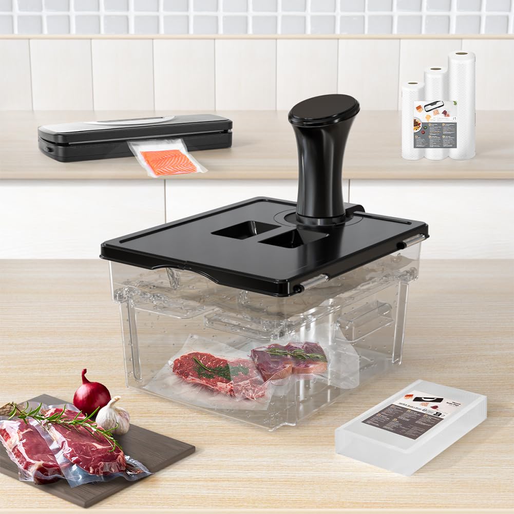Sous Vide Behälter mit Deckel Sous Vide Container mit Rack 11L für Sous Vide Stick Garer Mehrere Marken Geeignet Multifunktionaler Doppeltür Durchsichtig
