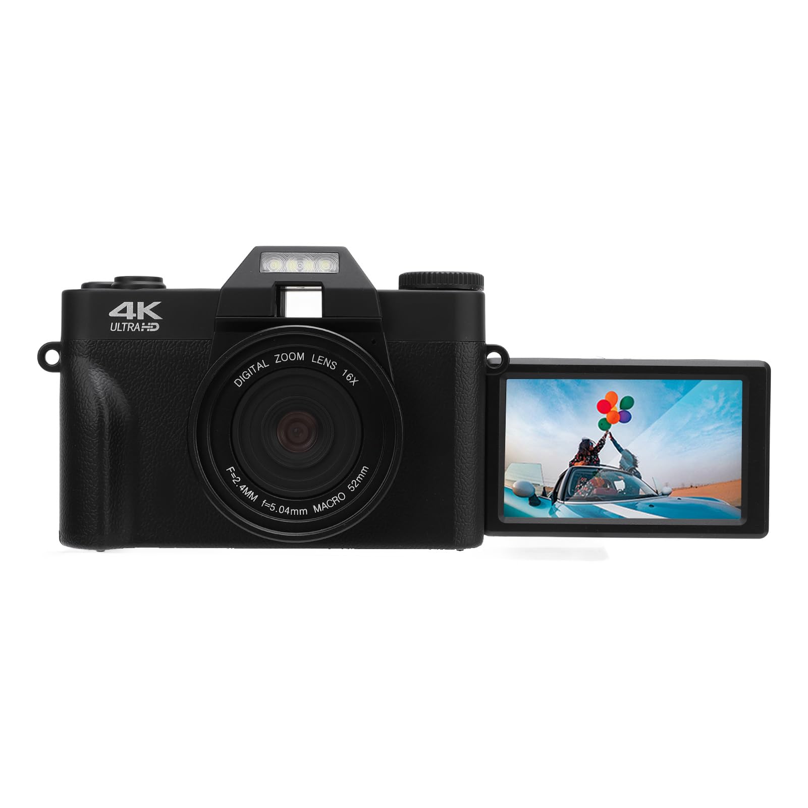 Cámara Digital Vlogging, 56MP 4K WiFi con Pantalla Giratoria 270°, Zoom Digital 16X, Compacta para Viajes y Fotografía